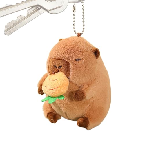 Derwrtup Capybara Stofftier, Capybara Anhänger - Realistisches Capybara-Kuscheltierspielzeug - Capybara Plüsch-Schlüsselanhänger, Stofftier-Schlüsselanhänger, Rucksack-Schlüsselanhänger, Anhänger für von Derwrtup