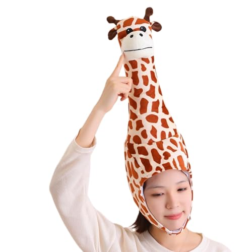 Derwrtup Cosplay-Kopfbedeckung Giraffenhut, verkleidete Giraffen-Kopfbedeckungskappe | Dreidimensionale Giraffen-Tier-Giraffe-Kopfkappe für Kinder | Party-Dressing-Zubehör, Kopfbedeckung für Party, von Derwrtup