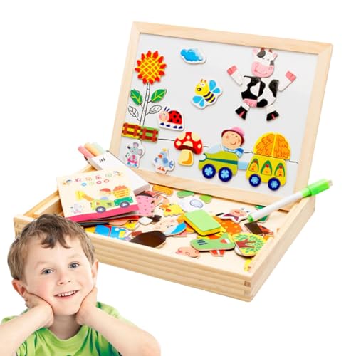 Derwrtup Holzpuzzlespielzeug,Tierpuzzleset aus Holz | Pädagogische Bauernhof-Puzzlespielzeuge,Tragbares sensorisches Kinderspielzeug, Cartoon-Lernspielzeug für Kinder ab 3 Jahren von Derwrtup