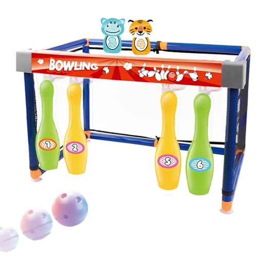 Derwrtup Kinder-Bowling-Set,Kinder-Bowling,Bowling-Pins-Spielzeug mit Bällen und Ziel - Bildung, Motorikspielzeug, Sportspielzeug für und Mädchen ab 3 Jahren von Derwrtup