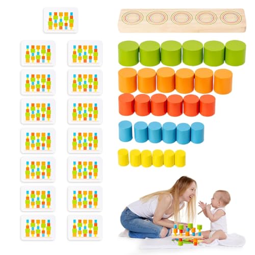 Derwrtup Stapelspielset, Balance-Bausteine aus Holz - Balancierendes Spiel zum Stapeln von Holzklötzen,Multifunktionale Vorschul-Lernaktivitäten, Lernspielzeug, pädagogisch bunt für, Mädchen von Derwrtup