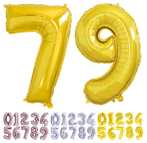 Luftballon Geburtstag Nr. 79 oder 97 XXL Gold - Riesen Folienballon in 70 cm Geburtstagsdeko | Ballon Zahl Deko zum Geburtstag | fliegt mit Helium von Desconocido