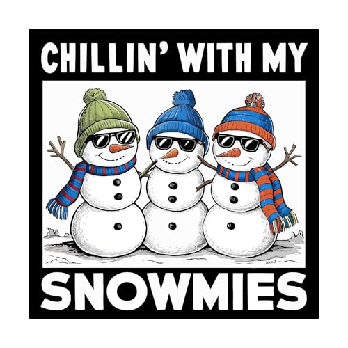 Wandtattoo, Motiv: Family Chillin with My Snowmies, lebendiger Cartoon-Wandaufkleber, Dekoration, Weihnachten, Schneemann, Freunde, niedlich, coole Sonnenbrille, Urlaubsgeschenk, hält Jahre und ist von Design with Vinyl