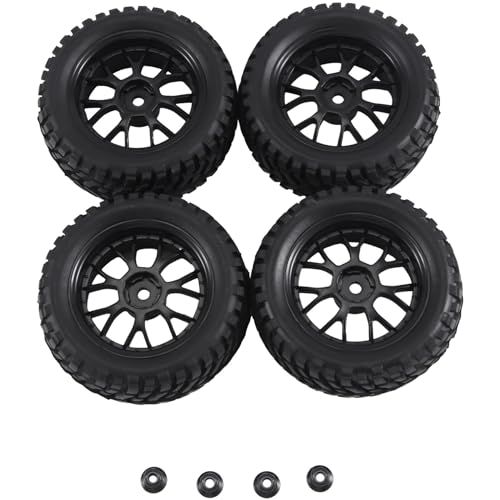 Desikixudy 4 Stück 75 mm Kunststofffelge Gummireifen Universal für 1/10 RC Rallye auf Straße Rennen TT02 XV01 Zubehör von Desikixudy