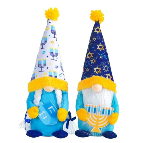 Desikixudy Chanukkah-Zwerge, Plüsch-Elfe, 2 Stück/Set, Chanukka-Dekoration, Plüschtier von Mr & Mrs. Gnomes von Desikixudy