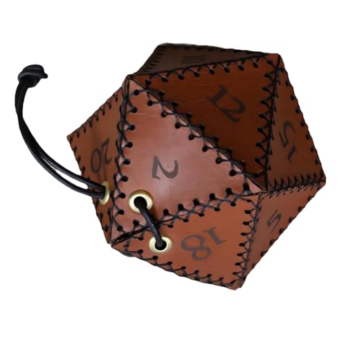 Desikixudy D20 Würfeltasche aus PU, Tasche mit Kordelzug, tragbar, für Spiel, DND-Würfeltasche, von Desikixudy