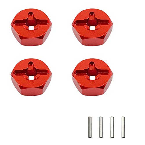 Desikixudy Für A959 A959-B A969 K929 1/18 Upgrade-Zubehör RC-Auto 7 mm bis 12 mm Hexagonaler Adapter für Radnaben aus Metall, Rot von Desikixudy