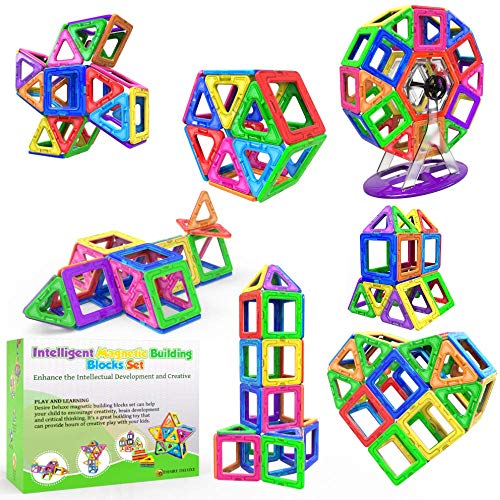 Desire Deluxe Magnetische Bausteine 94PC Konstruktion Bauen Blöcke Set Montessori Spielzeug Teilen für Kinder ab 2 3 4 5 6 7 8 Alter Jahren, Lernspielzeug für Mädchen Jungen Pädagogisches Geschenk von Desire Deluxe