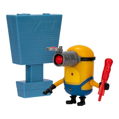 MINIONS Ich – Einfach unverbesserlich 4: Scharf schießender Mega Mel – Actionfigur, Drücke auf Mels Kopf, um seinen Blaster abzufeuern. Sammle alle 5, Unterschiedliche Funktionen und Zubehörteile von MINIONS