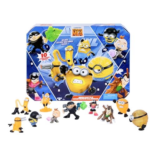 Minions Despicable Me 4 – Mega-Battle-Countdown-Kalender | 10 Überraschungen im Inneren in Form von Minion-Minifiguren und anderen Charakteren | Detaillierte 5,1 cm große Figuren von Despicable Me