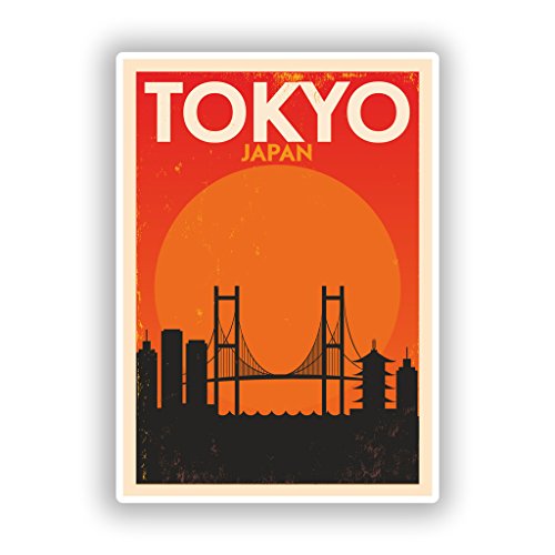 Tokyo Japan Skyline Aufkleber für Reisegepäck, Vinyl, 2 Stück 10cm/100mm Wide farblos von DestinationVinyl