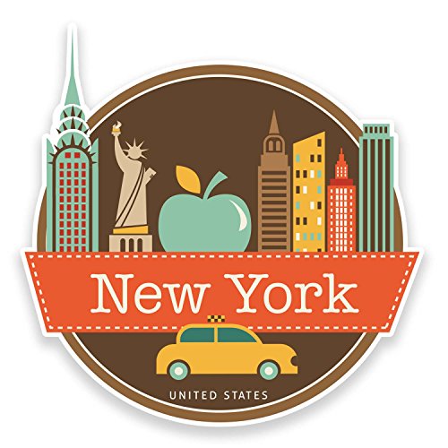 Vinyl-Aufkleber, Motiv: New York USA, für Laptop, Reisegeschenk, Gepäck, Auto, Koffer, #9208, 10 cm breit x 10 cm hoch, 2 Stück von DestinationVinyl