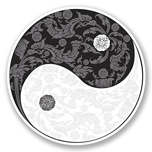 Yin Yang Vinyl-Aufkleber für Laptop, Yoga, Meditation, Ying Karate, #5655, 10 x 10 cm, 2 Stück von DestinationVinyl