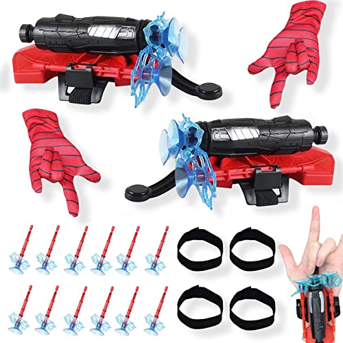 2 Set Spider Launcher Handschuh, Kids Spider Hero Handschuhe, Kinder Cosplay Handschuh, Handgelenk Spielzeug Set, Held Launcher, Lernspielzeug for Kids Fans von Detontek