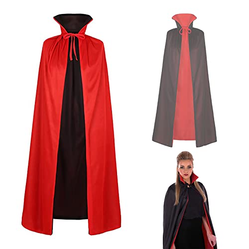 Detontek Vampire Cape with Stand Collar Black Red Double Sided Vampire Demon Cape,Halloween Umhang for Cosplay Halloween Costume, Halloween Cape Men Women for Scary Party,150cm von Detontek