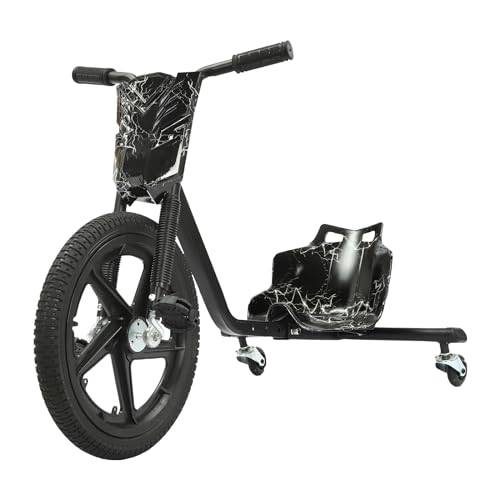 Schwarze Pedal-Gokart für Kinder, 360° Drift Trike Eisen 3-Rad-Fahrrad Pedal Dreirad Niedrig Positioniert Trike Rahmen mit Verstellbarem Sitz Tragfähigkeit 100kg von Dettchan