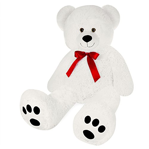 Deuba® Teddy Valentinstag XL 100cm Weiß inkl. Herzkissen Ø 26cm Teddybär Kuscheltier Stofftier Plüschbär von Deuba