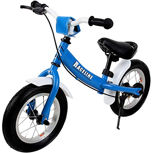 Spielwerk® Laufrad ab 2 Jahre Bremse 12 Zoll Räder Lenkrad Sattel Höhenverstellbar Kinder Balance Bike Lauflernrad Tragegriff Junge Mädchen Blau von Spielwerk