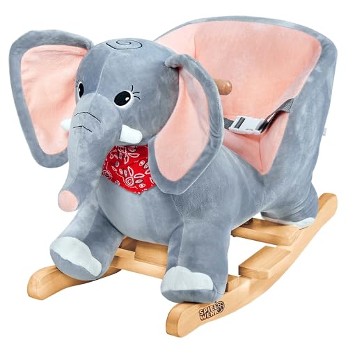 DEUBA® Schaukelelefant Schaukeltier Plüsch Schaukel Wippe Pferd Einhorn Kinder Baby Spielzeug Sound-Geräusche inkl. Sicherheitsgurt Balancetraining besonders weich von Deuba