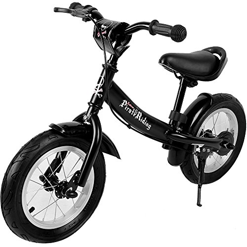 Spielwerk® Laufrad ab 2 Jahre Bremse 12 Zoll Räder Lenkrad Sattel Höhenverstellbar Kinder Balance Bike Lauflernrad Tragegriff Junge Mädchen Schwarz von Spielwerk