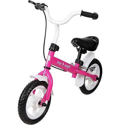 SPIELWERK® Laufrad ab 2 Jahre Bremse 10 Zoll Reifen Lenkrad Sattel Höhenverstellbar Kinder Balance Bike Lauflernrad Tragegriff Junge Mädchen Rosa von Spielwerk