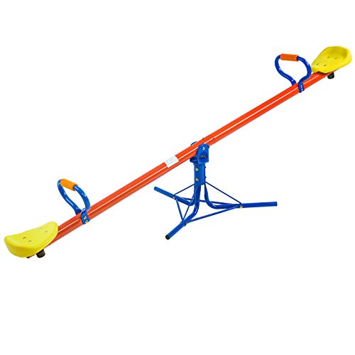 Spielwerk® Wippe für Kinder 70kg max 360° drehbar pulverbeschichtet gepolstert Haltegriffe Dämpfer Wippschaukel Gartenwippe Kinderwippe Schaukelwippe von Deuba