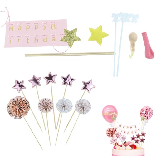 12 Stück Tortendeko Rosegold, Rosa Gold Kuchendeko Geburtstag Mädchen, Glitter Cake Topper Kuchen Deko, Topper Tortendekoration mit Konfetti Luftballons, Sterne, Papierfächer, Cupcake 12 Stück Tortendeko Rosegold, Rosa Gold Kuchendeko Geburtstag Mädchen, Glitter Cake Topper Kuchen Deko, Topper Tortendekoration mit Konfetti Luftballons, Sterne, Papierfächer, Cupcake von Devenirriche