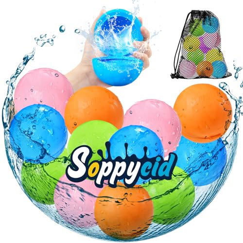 SOPPYCID 12 StüCk Wasserbomben Wiederverwendbar Pool Spielzeug,Wasserbomben SelbstschließEnd Wasserballons Wiederverwendbar Wasserspielzeug Party,wasserspielzeug Pool,Wasserspielzeug Kinder Outdoor von Devlibow