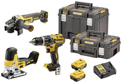 DEWALT DCK329P2T-QW Werkzeugset Akku-Schlagbohrschrauber, Akku-Winkelschleifer, Akku-Stichsäge, Akk von Dewalt