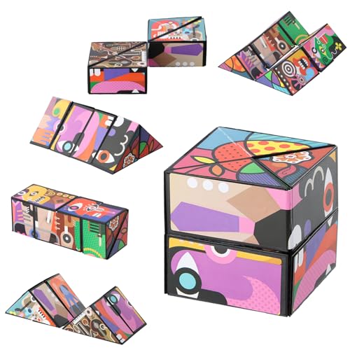 Dewocke Abstrakte Kunst Infinity-Würfel, Transformierende Magischer Geometrie 3D-Puzzle Zauberwürfel, Anti-Stress Lernspiel Geschenk, Kreatives Spielzeug Für Kinder und Erwachsene, Reise Spielzeug von Dewocke