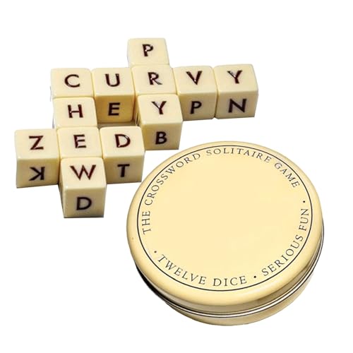 Das Kreuzworträtsel Solitärspiel, Kreatives Spiel Mit Englischen Buchstabenwürfeln, Reise Scr-abble Spiel Mit Etui, Tragbares Scrab-le Spiel Mit 12 Würfeln, Lehrreiche Scr-abble Buchstabenplättchen von Dfstvup