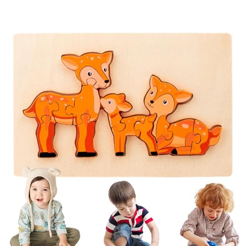 Dfstvup 3D-Puzzles für Kinder,3D-Cartoon-Puzzles für Kinder | 3D-Cartoon-Puzzle zum Lernen von Holzpuzzles | Tierpuzzles, Lernspielzeug für Zuhause, Reisen, und Mädchen von Dfstvup