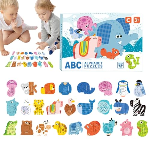 Dfstvup Alphabet Tierrätsel, Alphabet -Matching -Puzzle - 52X/Set Magnetic Educational Animal Puzzles | Feinmotorik -Aktivitätsspielzeug, Kinder Lernen Spiele für Mädchen, im Alter von 3+ Ausbildung von Dfstvup