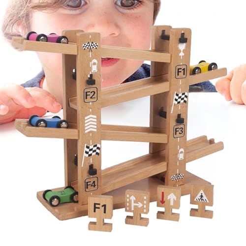 Dfstvup Autorampe aus Holz, Autorampe für Kleinkinder,Autorampe Spielzeug Kleinkind-Rennstrecke | Rennstrecken-Spielzeugset, Fahrzeug-Spielsets, Auto-Rennstrecken-Spielzeug für Zuhause, Kindergarten, von Dfstvup