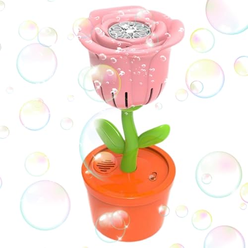 Dfstvup Blumenblasenmaschine, Kinderblasenmaschine - Rose Elektrischer Seifenblasenbläser mit farbwechselnden LED-Lichtern,Outdoor-Sommerspielzeug, inklusive 2 Luftblasen-Nachfüllungen, tragbar und von Dfstvup
