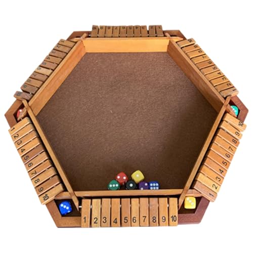 Dfstvup Box-Würfelspiel,Shutter Box-Würfelspiel | Shut The Box Würfelspiel aus Holz - wasserdichte Spielklassiker-Tischversion, Pub-Brettspiel für 6 Spieler für Kinder und Erwachsene, von Dfstvup