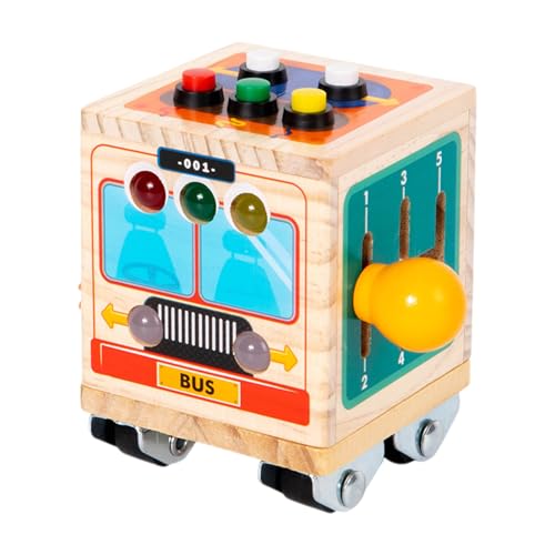 Dfstvup Busy Cube für Kinder, Aktivitätswürfel | Bus Design Reise-Sensorspielzeug - Flugzeug-Autospielzeug für Kleinkinder, pädagogisches Zappelspiel, Motorik-Verbesserer aus Holz für und Mädchen von Dfstvup