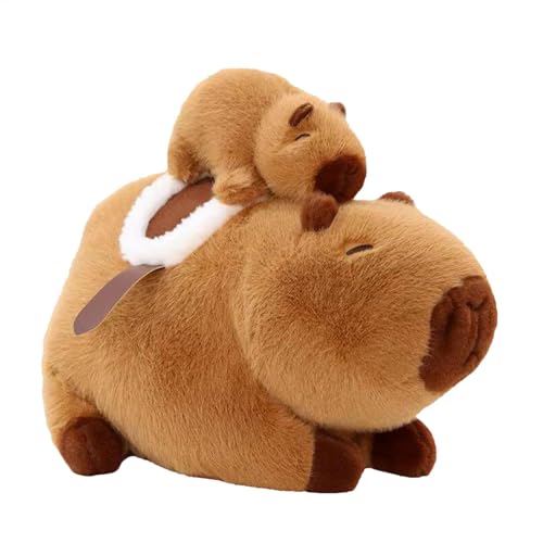 Dfstvup Capybara Puppe, Capybara Plüschspielzeug,Süße kuschelige Capybara Stoffed Figur mit Baby | Emotionale Unterstützung Spielzeug, tierisches Schlaftkissen, Huggable Sticky für Mädchen, Kinder von Dfstvup