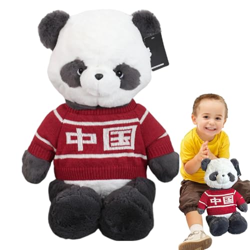 Dfstvup Chinesische Panda-Plüschpuppe, Panda-Schlafkissenpuppe | Panda Süßes Plüschtier Weiches Stofftier,Raumdekor-Schlafkissen mit Pullover für Weihnachten und Geburtstag von Dfstvup