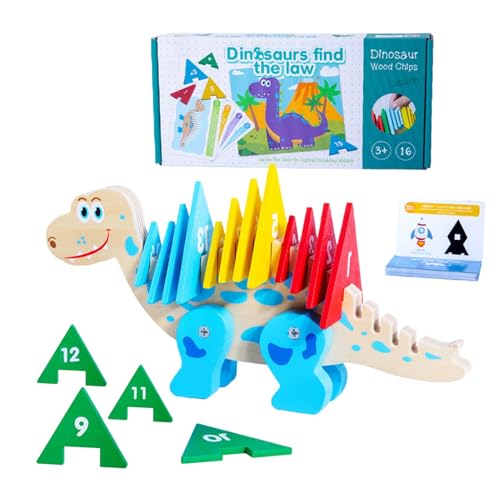 Dfstvup Dinosaurierholzbausteine, hölzerne Dinosaurier -Rätsel - Interaktiver pädagogischer kognitiver kreatives Puzzlespielzeug - Mathematik -Vorschulspielzeug, Kinder Lernen Spiele für Mädchen, von Dfstvup