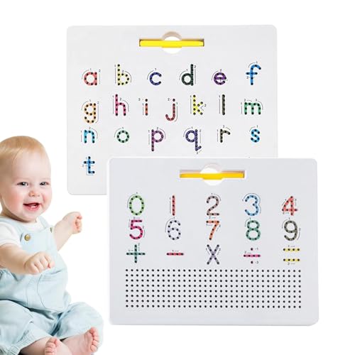 Dfstvup Doppelseitige magnetische Buchstabentafel, magnetisches Alphabet-Zeichenbrett,2-in-1 magnetisches Stahlkugel-Zeichenbrett - Stem Toy Letters Learning, Magnets Tracing Board, Üben von von Dfstvup