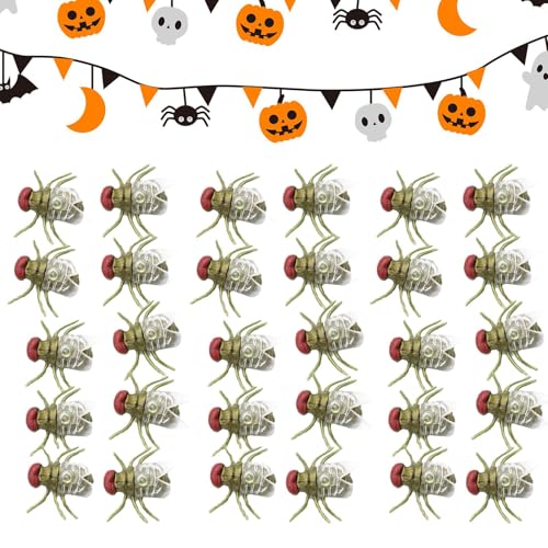 Dfstvup Fliege Halloween,Halloween-Fliege, Witziges kniffliges Spielzeug, Set mit 200 simulierten Scherzspielzeugen, realistische kleine Tierspielzeuge für Halloween-Partyzubehör von Dfstvup