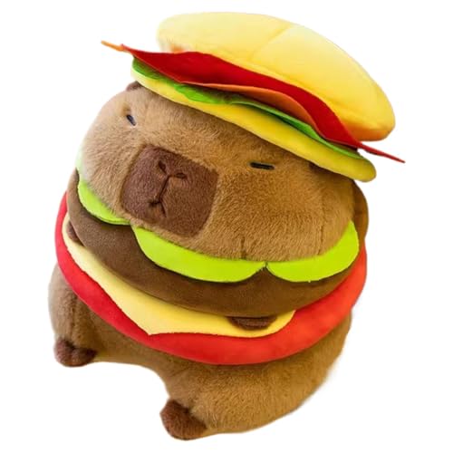 Dfstvup Hamburger Capybara Plüsch,Realistischer Capybara Burger Plüsch | Stofftiere Weiches Kissen Capybara Puppe - Bequemes Capybara-Plüschfigurenspielzeug, exquisites Tierpuppenspielzeug für Ostern von Dfstvup