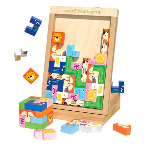 Dfstvup Holzbausteine,Bausteine ​​für Kinder,Tierische 3D-Stapelspielzeug-Bausteine ​​aus Holz | Lernspielzeug, kreatives Puzzle-Bauspielzeug für Kinder von Dfstvup