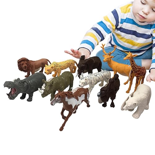 Dfstvup Kleine Tierfiguren,Wildtierfiguren - 12 Stück realistische Tierfiguren, kleine Tierfiguren,PVC-Lernspielzeug-Tierfiguren-Kuchenaufsatz für und Mädchen von Dfstvup