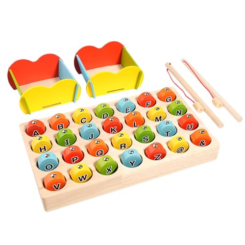 Dfstvup Magnetisches Angelspiel für Kinder, Magnetisches Angelspiel aus Holz | Magnetisches Angelspielzeug-Spiel | Zählspiele, Puzzle, Hand-Auge-Erkennung, magnetisches Lernspiel aus Holz für und von Dfstvup