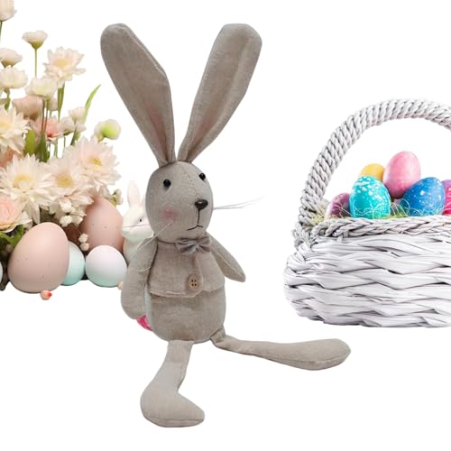 Dfstvup Osterhase, ausgestopfte Osterhasen - Langes Bein-Osterohrkaninchen-Spielzeug,Hasenpuppe aus Naturleinen, 32 cm große Stofftierpuppe für Schlafzimmer, Frühlings- und Osterdekorationen von Dfstvup