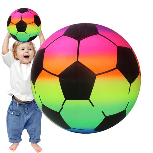 Dfstvup Regenbogen-Sportball,Regenbogen-Spielplatzball - Outdoor-Wasserball,Aufblasbarer Strandball, bunter Ball, Schwimmbad-Party, Wasserspiel, Strandsportball, lustiges Spielzeug für Kinder von Dfstvup