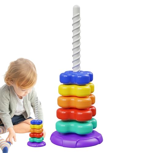 Dfstvup Spin-Stapelspielzeug, Regenbogen-Spin-Turm | Stapelbare Spinner-Bausteine ​​,Multifunktionales Spinner-Stapelspielzeug für Kinder ab 3 Jahren, Spin-Stack-Spielzeug für und Mädchen von Dfstvup