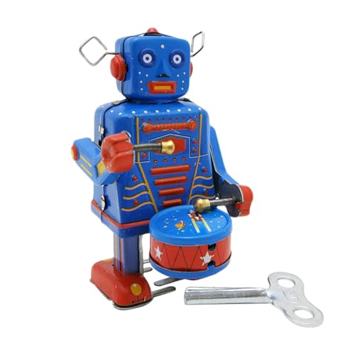 Dfstvup Vintage Metall Roboter Spielzeug,Retro Metall Spielzeug - Trommelndes Roboterspielzeug aus Metall,Niedliches Schaukelspielzeug zum Sammeln, tragbares antikes Spielzeug für Sammler und von Dfstvup